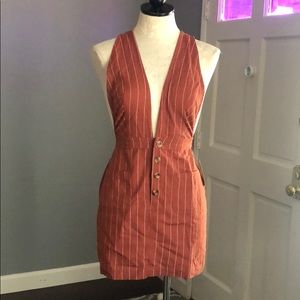 Japna Plunge Neckline Stripe Dress